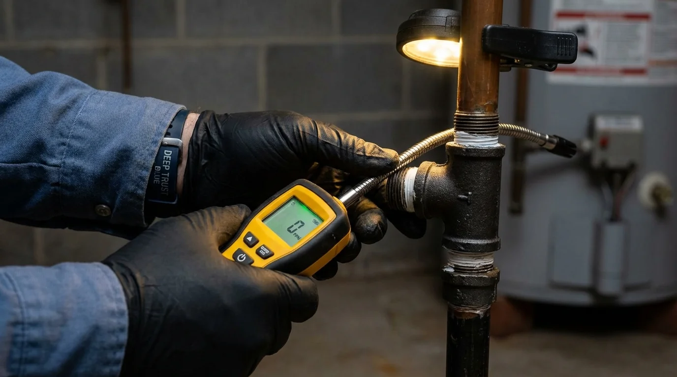 Gas leak detection with electronic sniffer by Johns Plumbing LLC in East Longmeadow