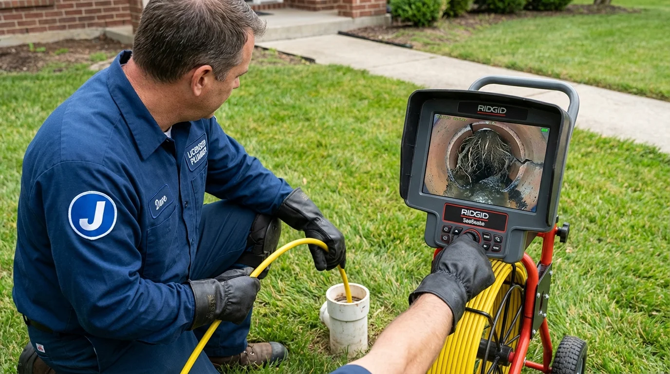 Sewer camera inspection being performed by Johns Plumbing LLC in East Longmeadow